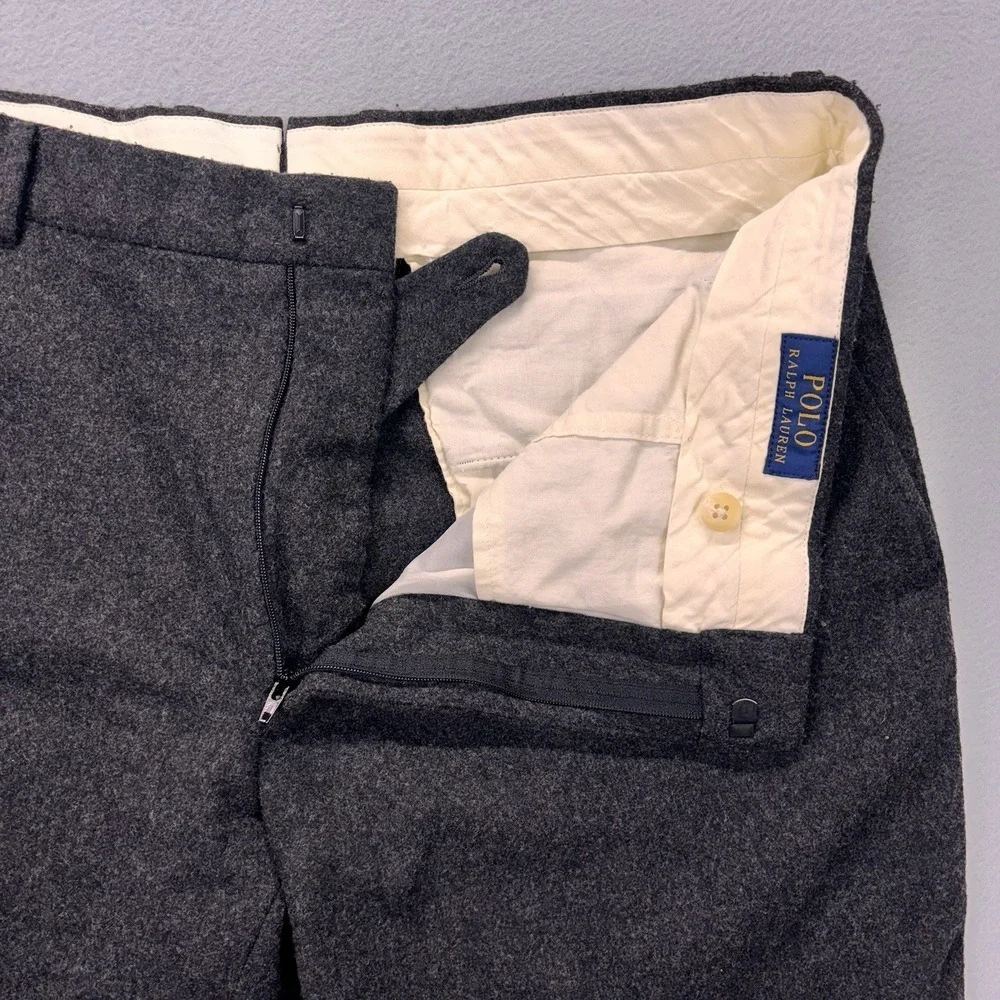 Polo Ralph Lauren‎ Dress Pant Mens 36x30 100% Merino Wool Gray Made in Italy